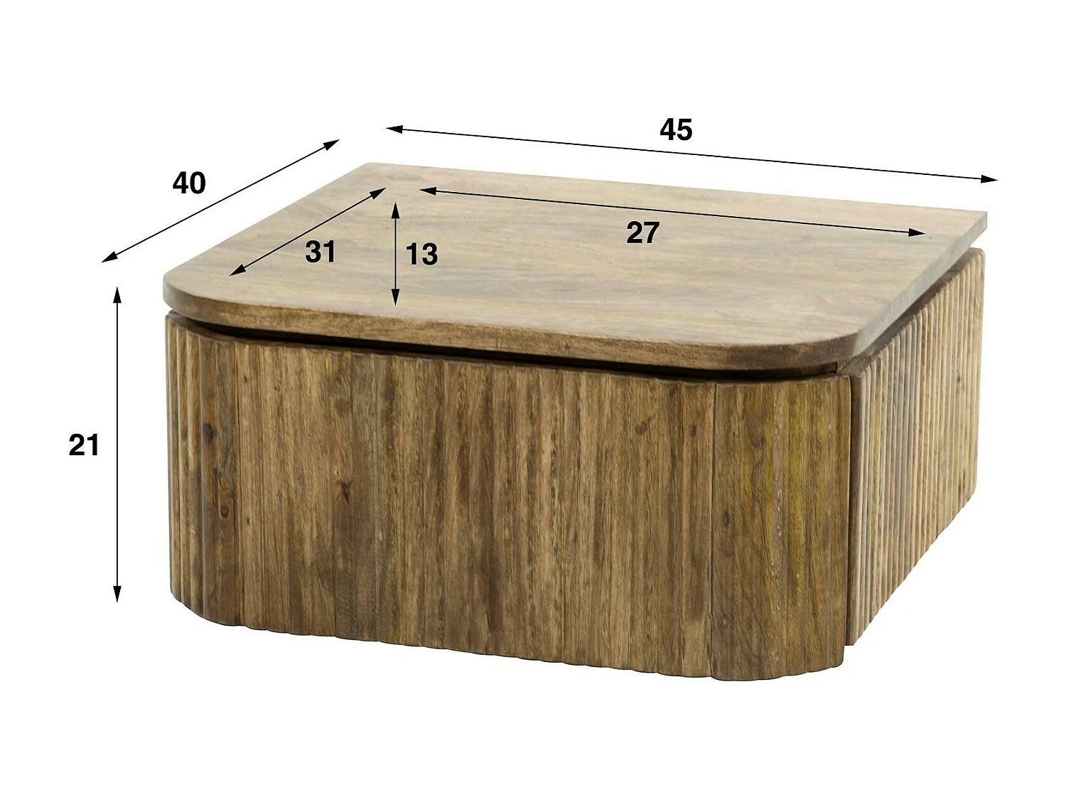 Table de chevet murale en bois de manguier motif baguette 1 tiroir DELHI