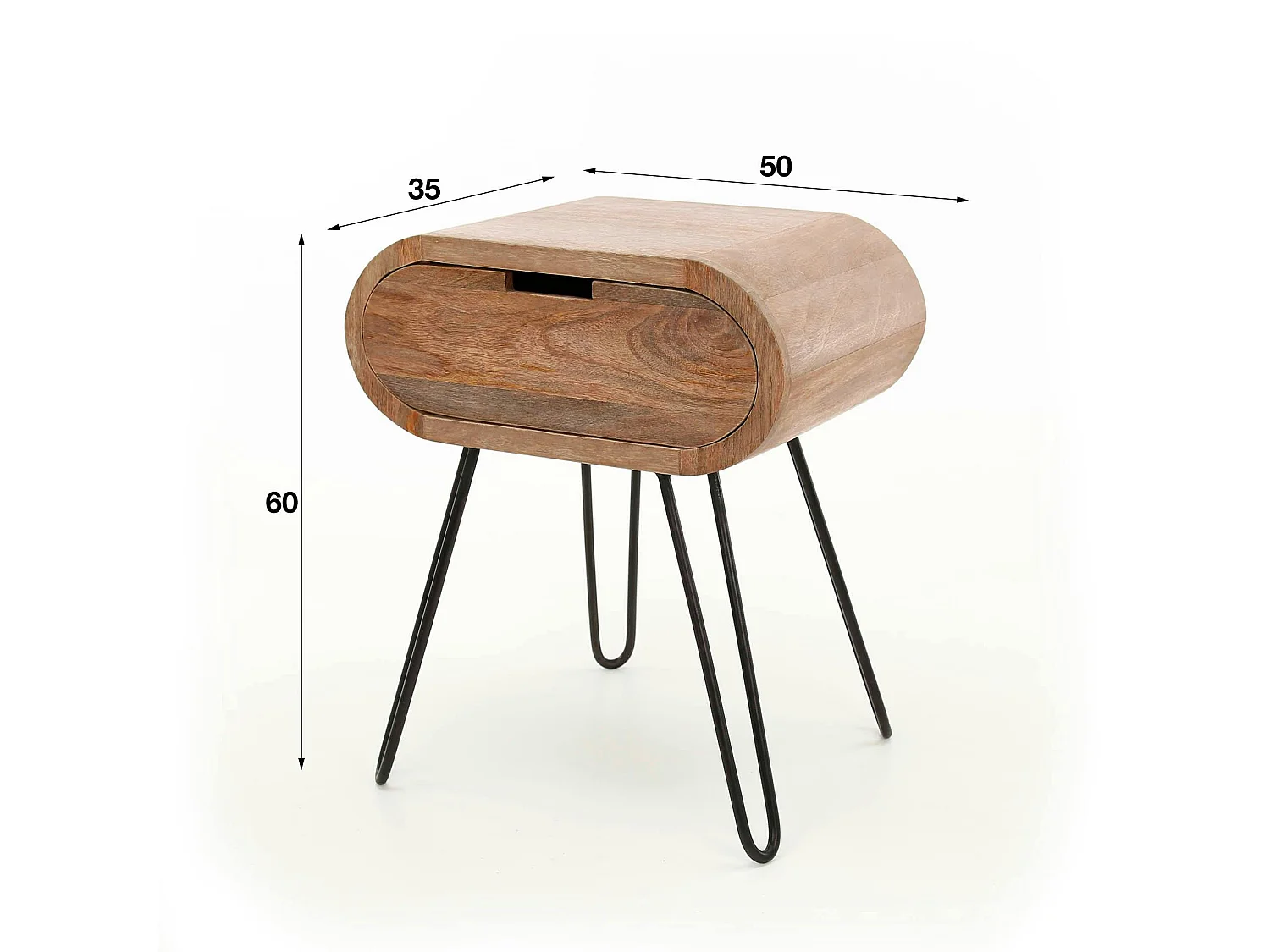 Table de chevet en bois forme oblongue NIAGARA