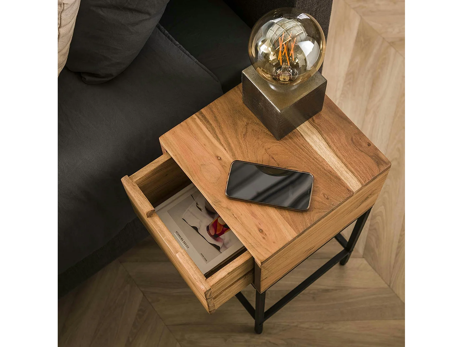 Petite table de chevet en bois 1 tiroir MELBOURNE