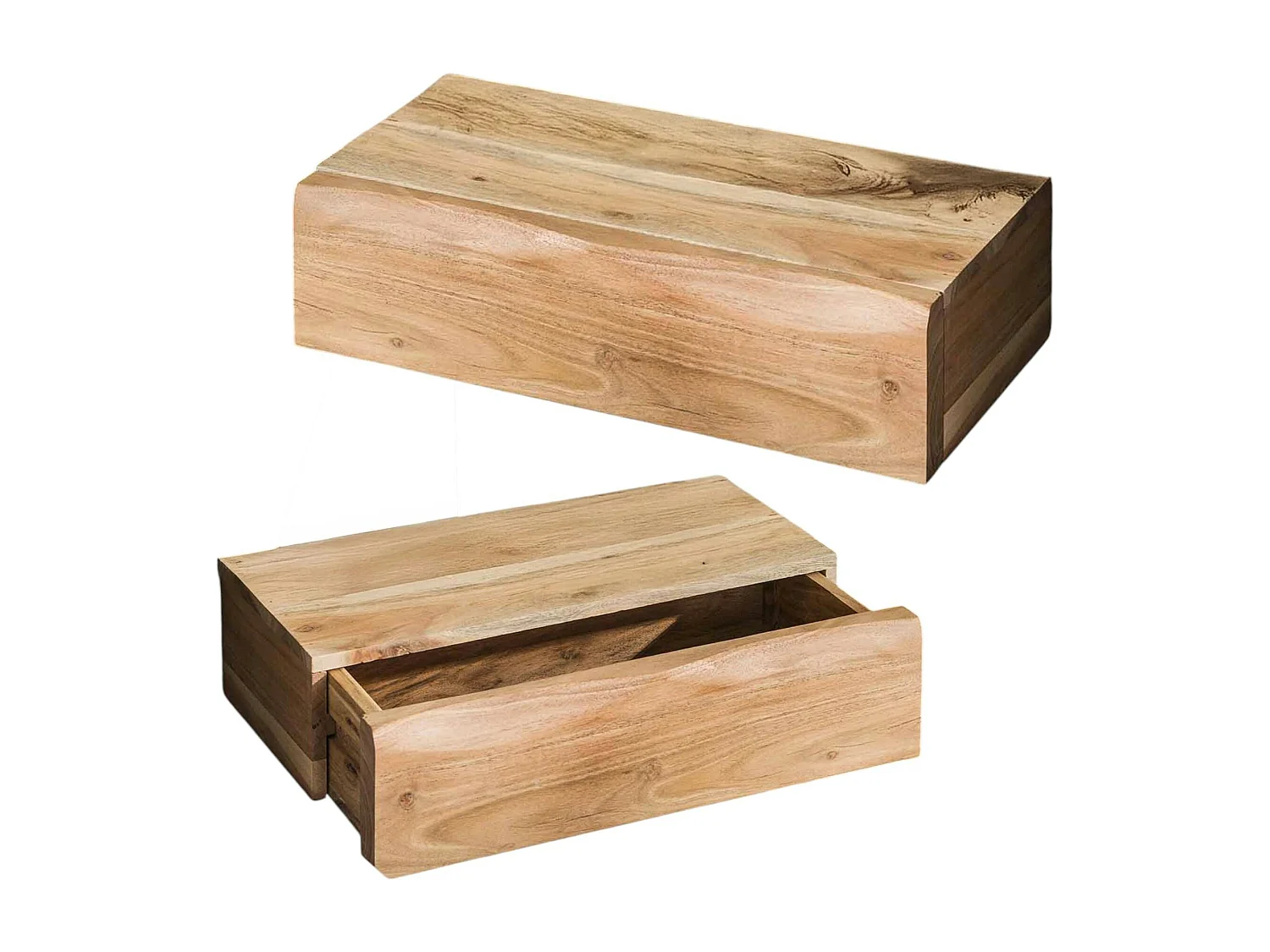 Table de chevet murale bois massif 1 tiroir (lot de 2) MELBOURNE
