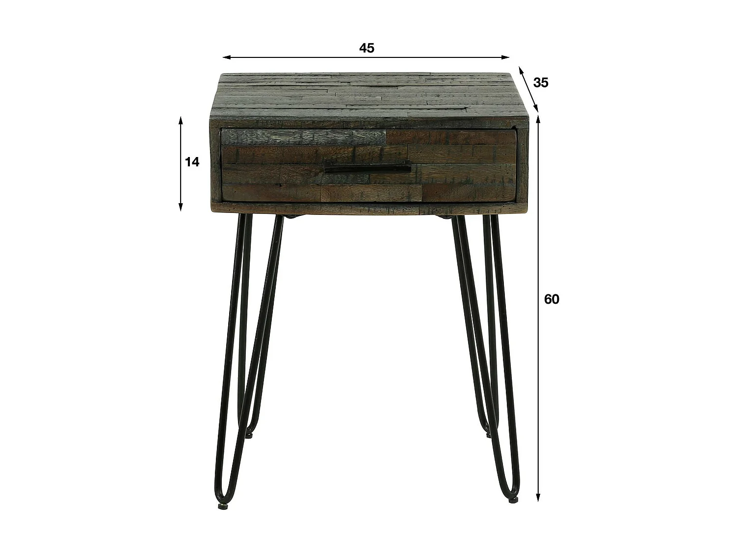 Table de chevet vintage en bois grisé 1 tiroir MELBOURNE