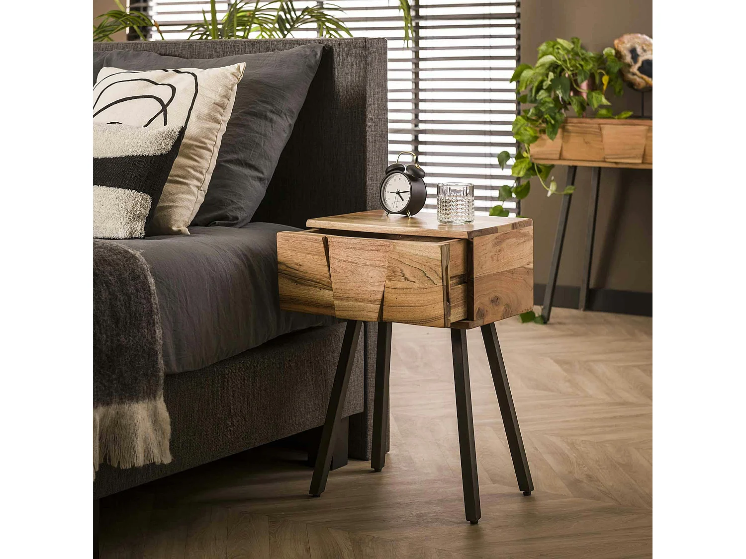 Table de chevet moderne 1 tiroir en relief MELBOURNE