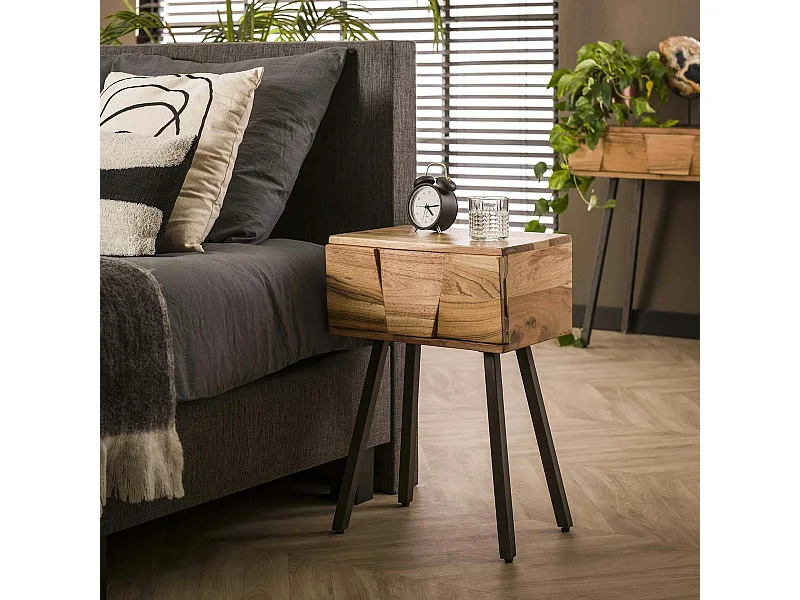 Table de chevet moderne 1 tiroir en relief MELBOURNE