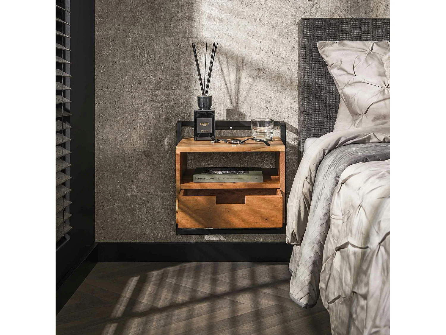 Table de chevet suspendue moderne en bois MELBOURNE