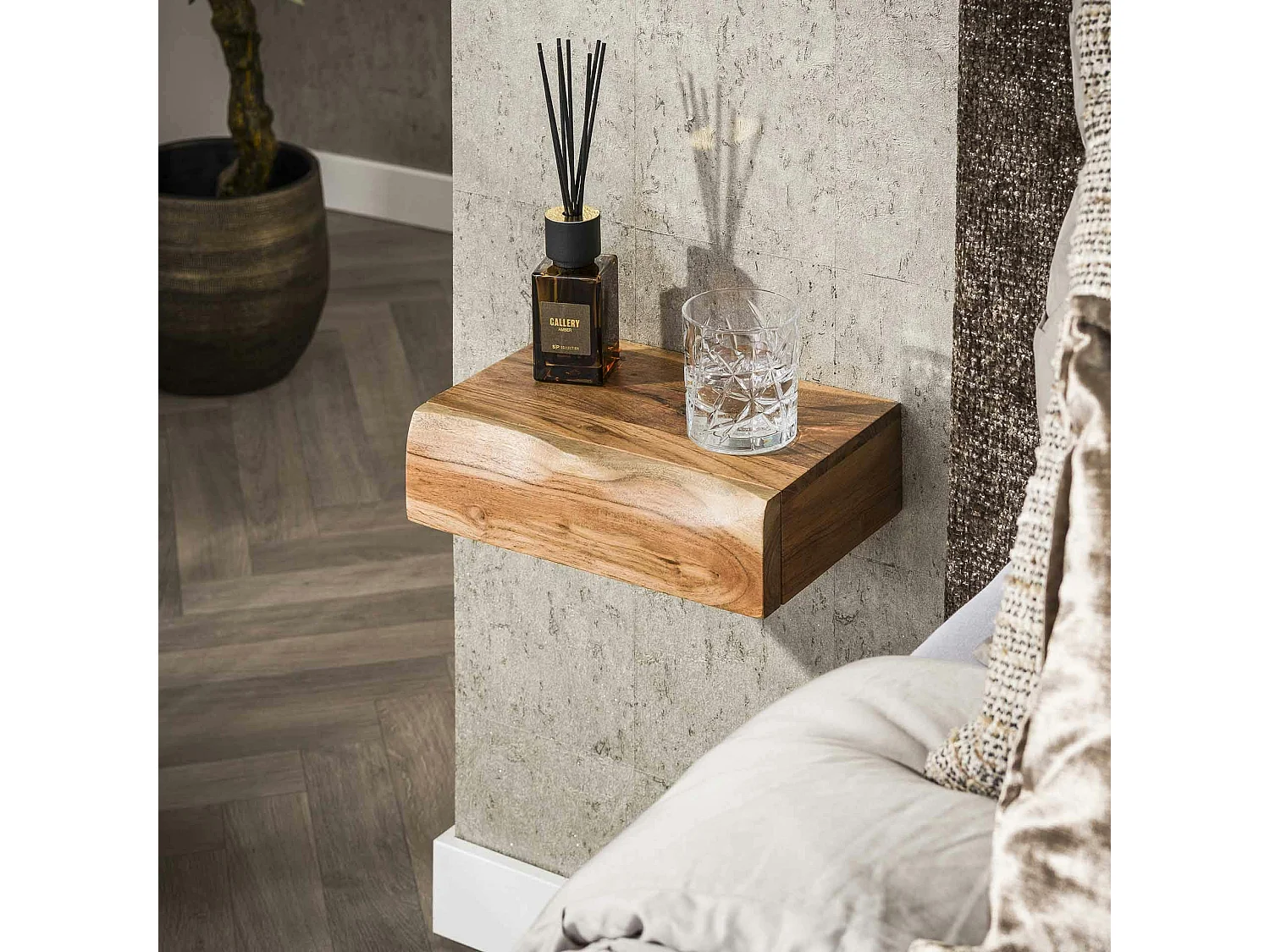 Petite table de chevet murale en bois clair 1 tiroir (lot de 2) MELBOURNE