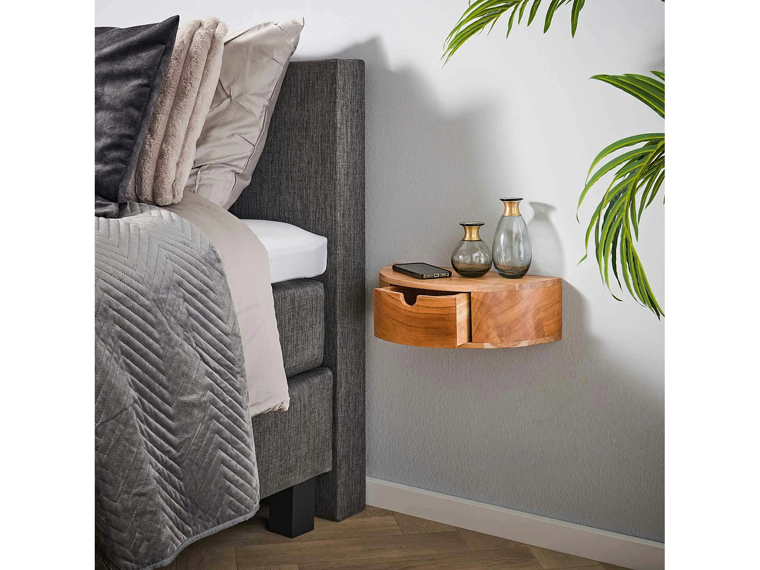 Table de chevet murale courbe 1 tiroir MELBOURNE