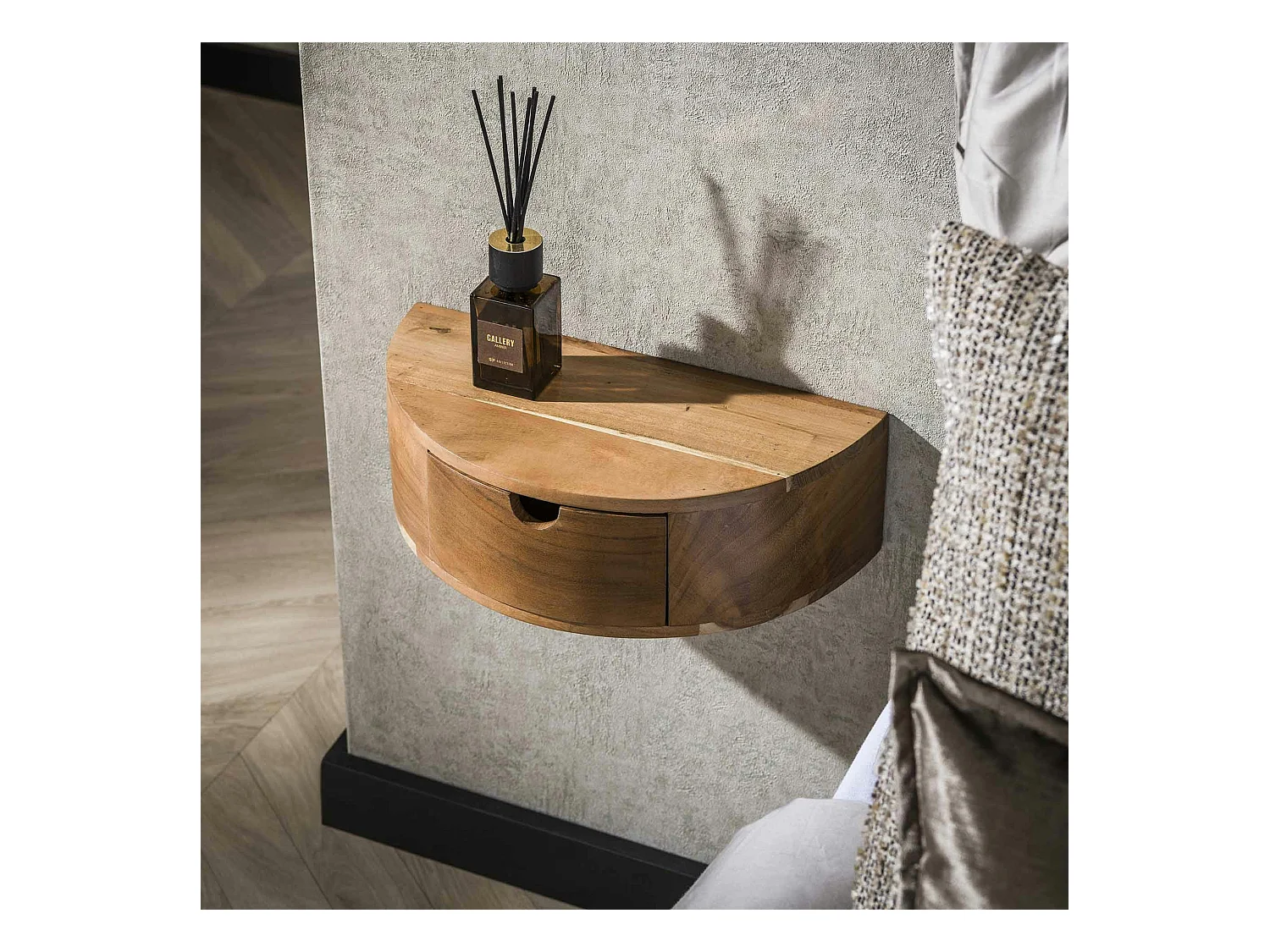 Table de chevet murale courbe 1 tiroir MELBOURNE