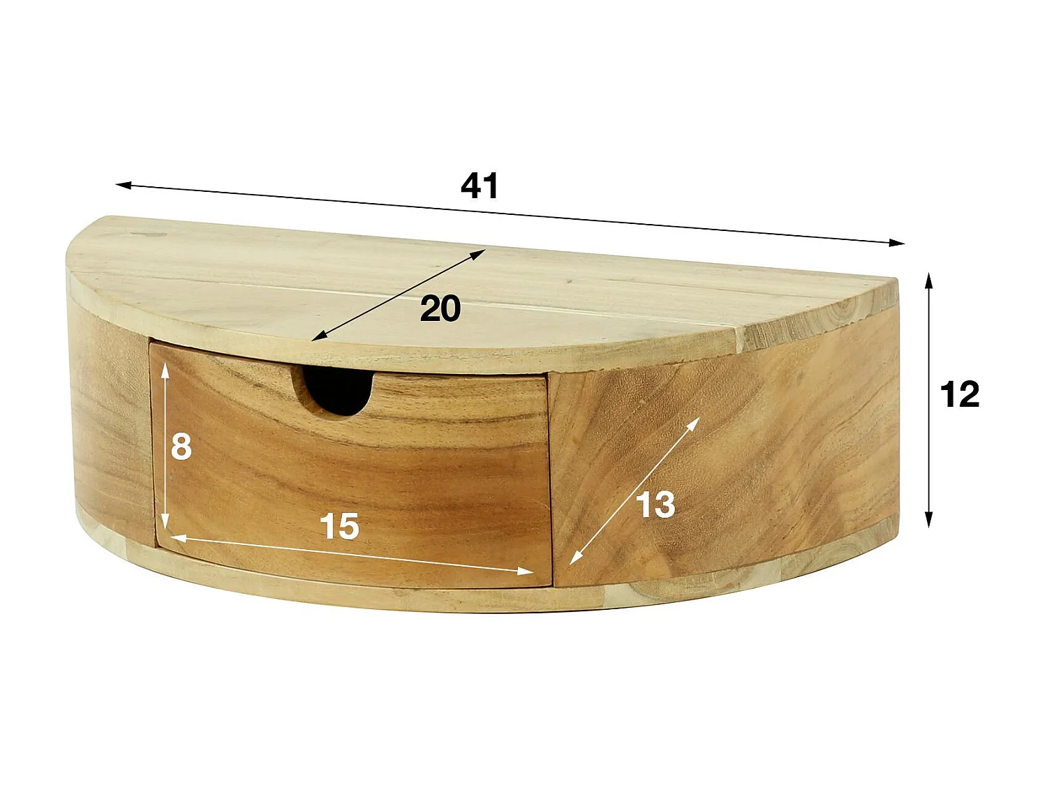 Table de chevet murale courbe 1 tiroir MELBOURNE