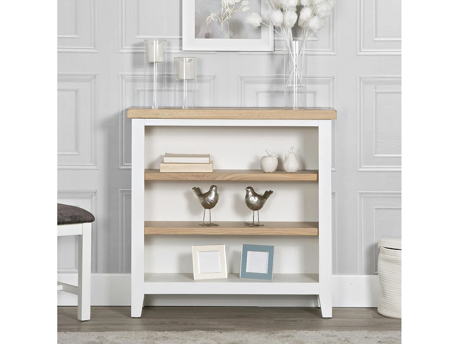 Petite bibliothèque blanche en chêne NAXOS