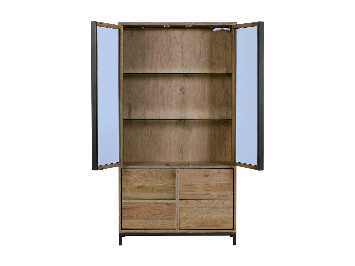 Bibliothèque vitrine chêne massif HUDSON