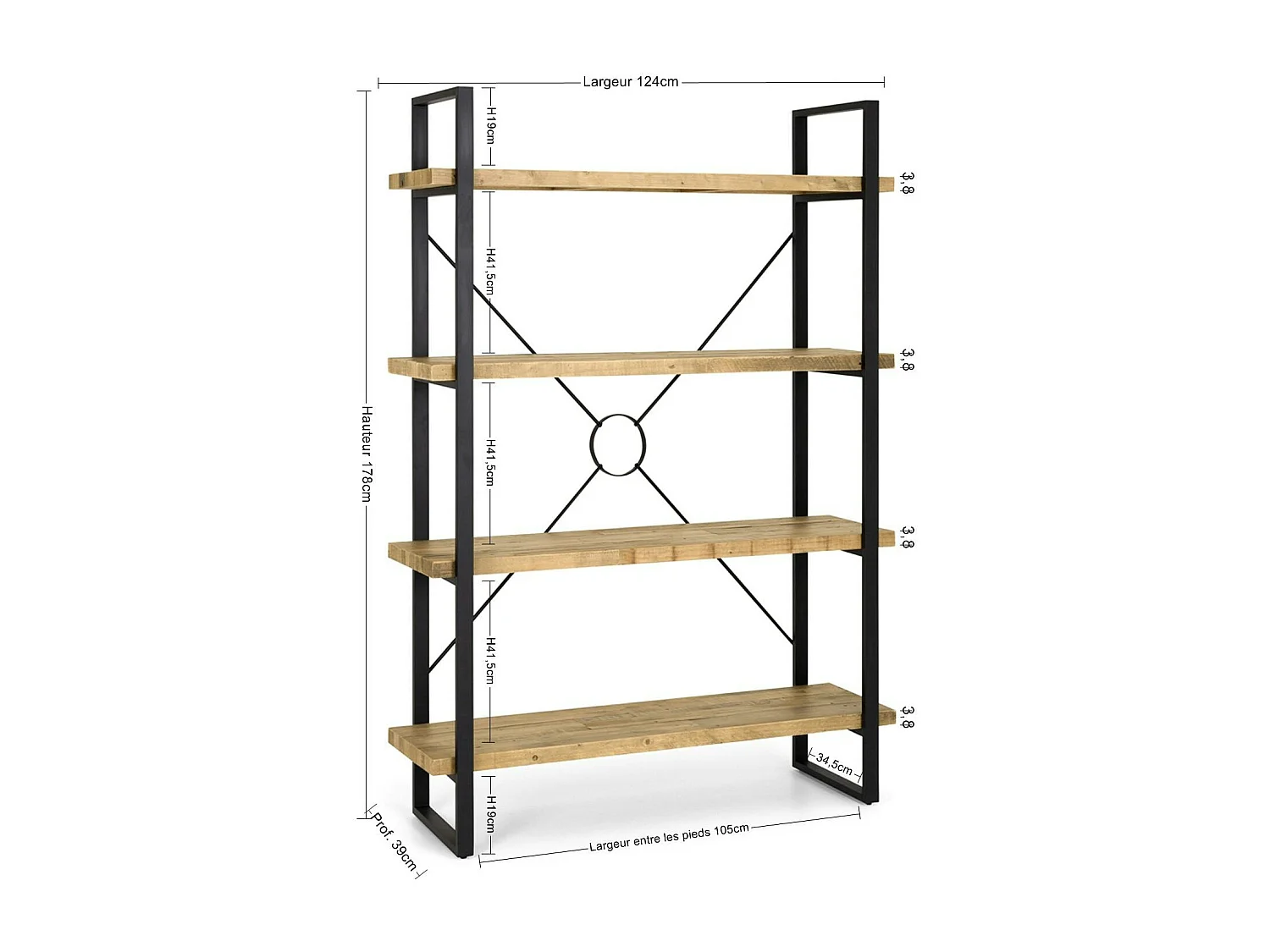 Meuble étagère en bois recyclé AUCKLAND
