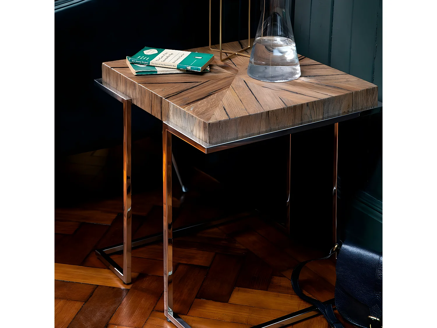 Bout de canapé bois de chêne acier RIVERSIDE