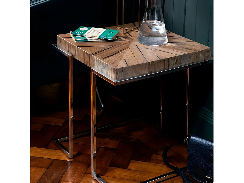 Bout de canapé bois de chêne acier RIVERSIDE