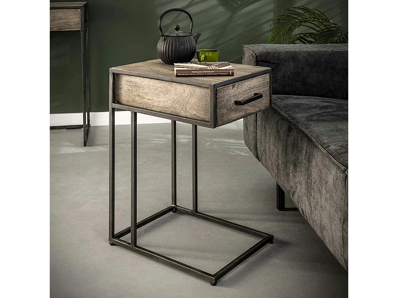 Bout de canapé bois grisé OBAN