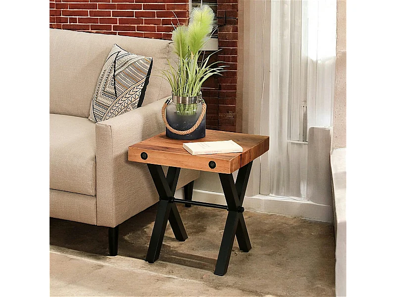 Bout de canapé industriel en bois recyclé CALGARY