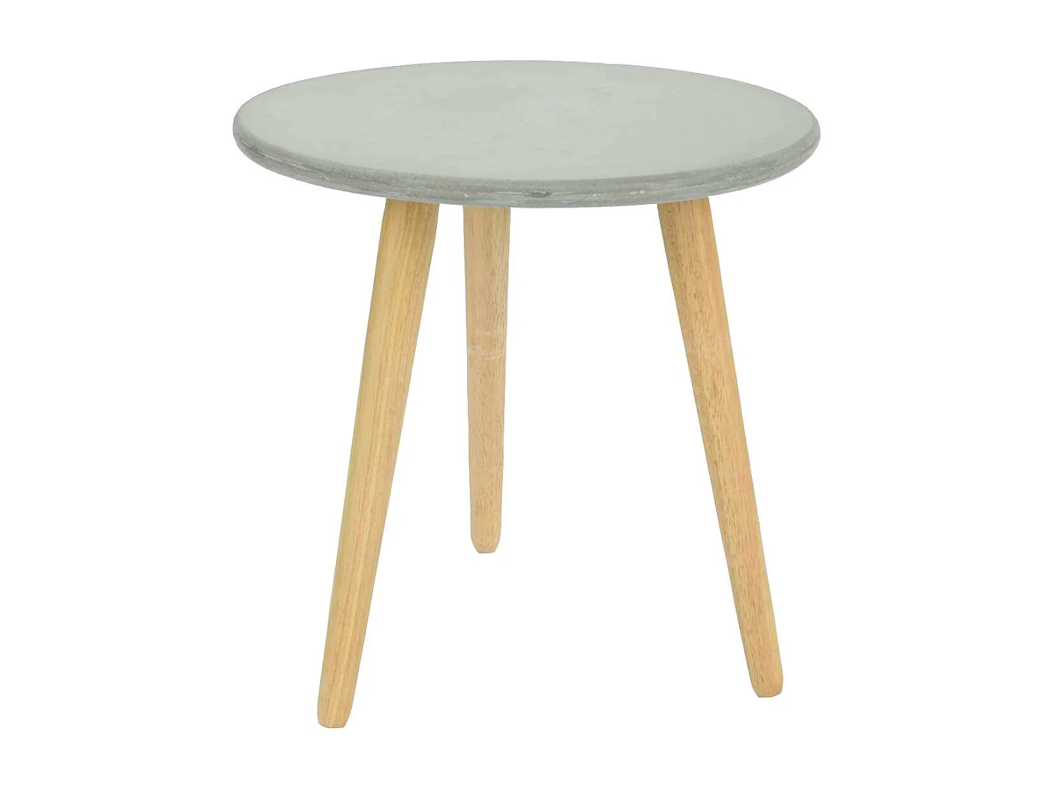 Bout de canapé rond pieds bois et plateau béton D45xH48cm