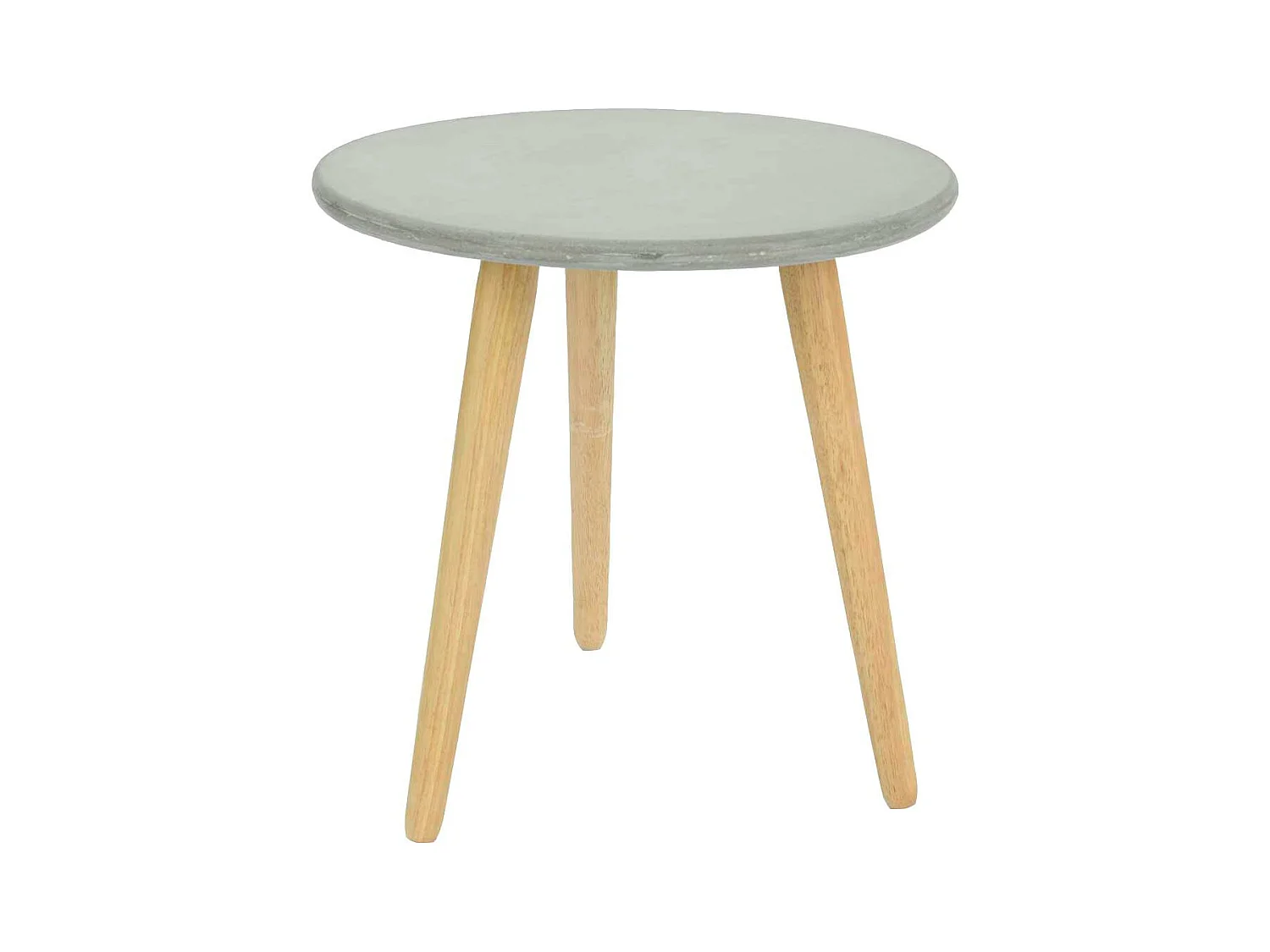 Bout de canapé rond pieds bois et plateau béton D45xH48cm