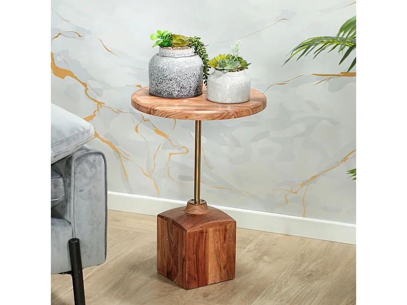 Bout de canapé en bois d'acacia F.S.C® rond D 40, 5 cm