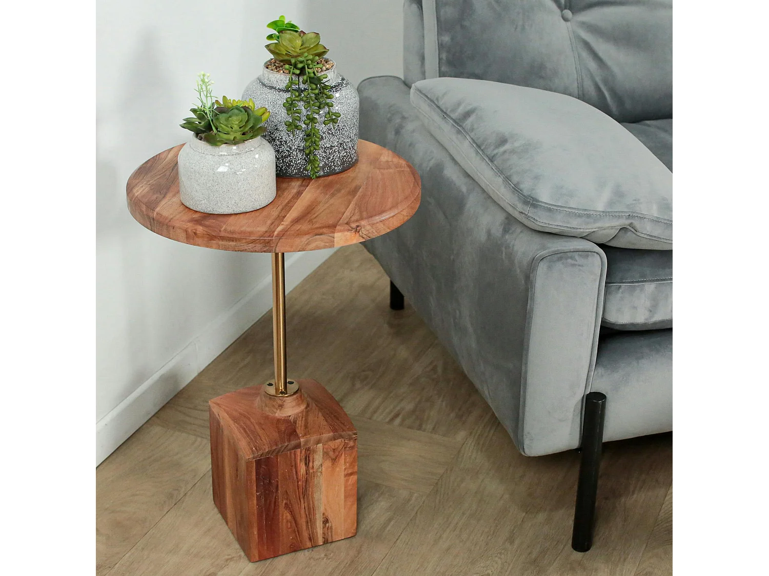 Bout de canapé en bois d'acacia F.S.C® rond D 40, 5 cm