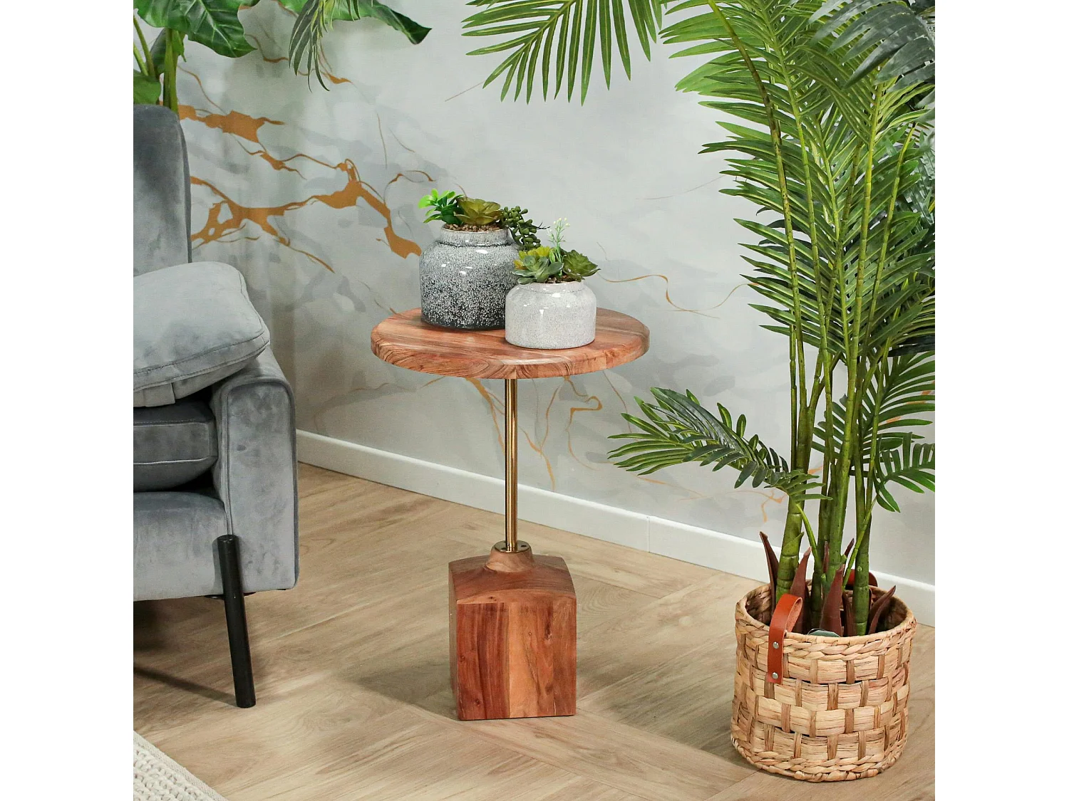 Bout de canapé en bois d'acacia F.S.C® rond D 40, 5 cm