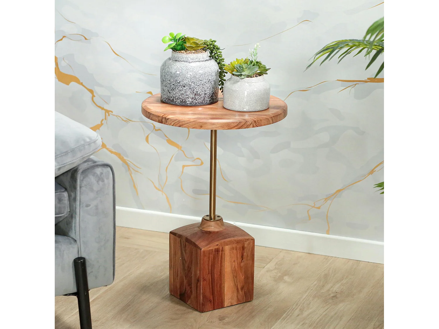 Bout de canapé en bois d'acacia F.S.C® rond D 40, 5 cm