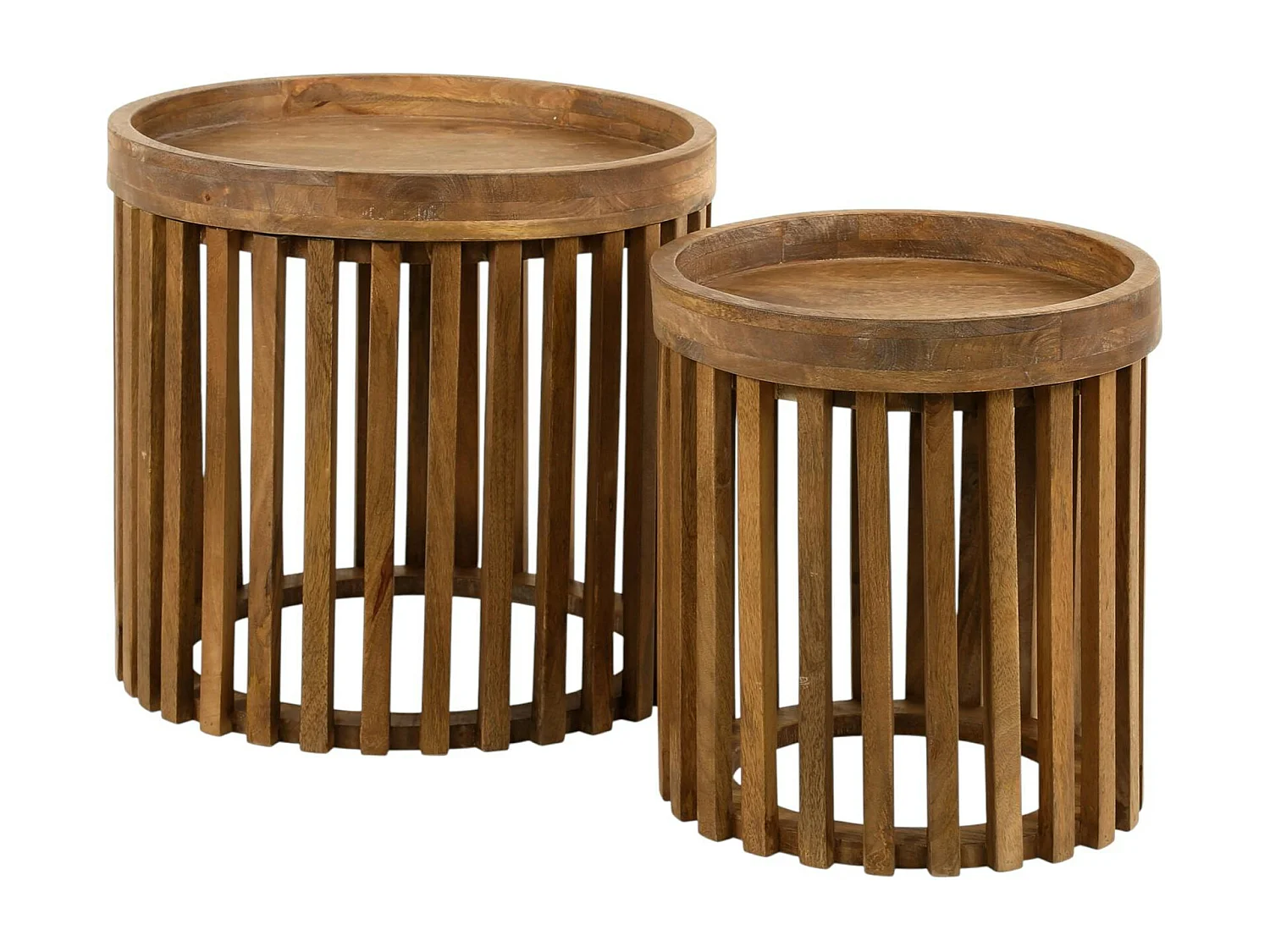 Petite table ronde striée (lot de 2) DELHI