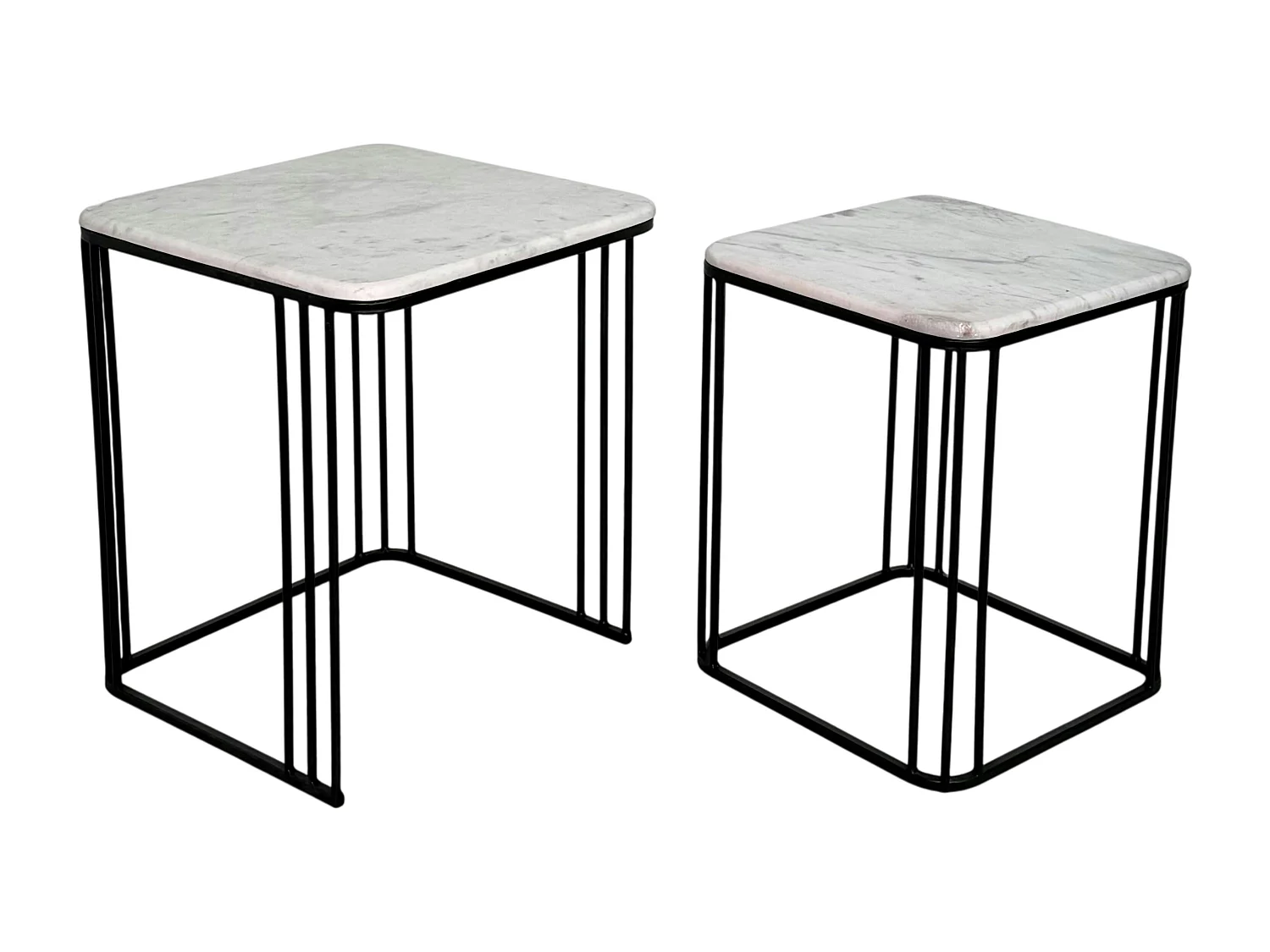 Sellette carrée plateau en marbre (lot de 2)