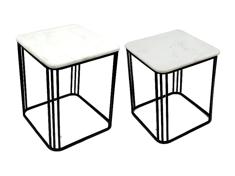 Sellette carrée plateau en marbre (lot de 2)