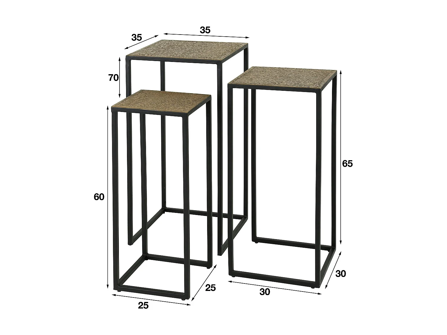 Sellettes noir et or NOVA (lot de 3)