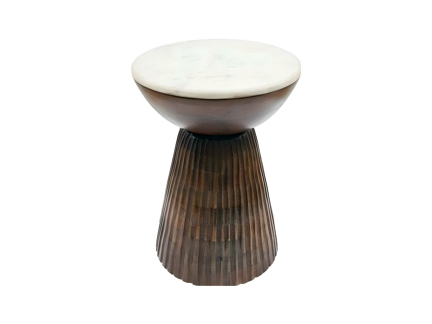 Sellette ronde bois et marbre D39 cm