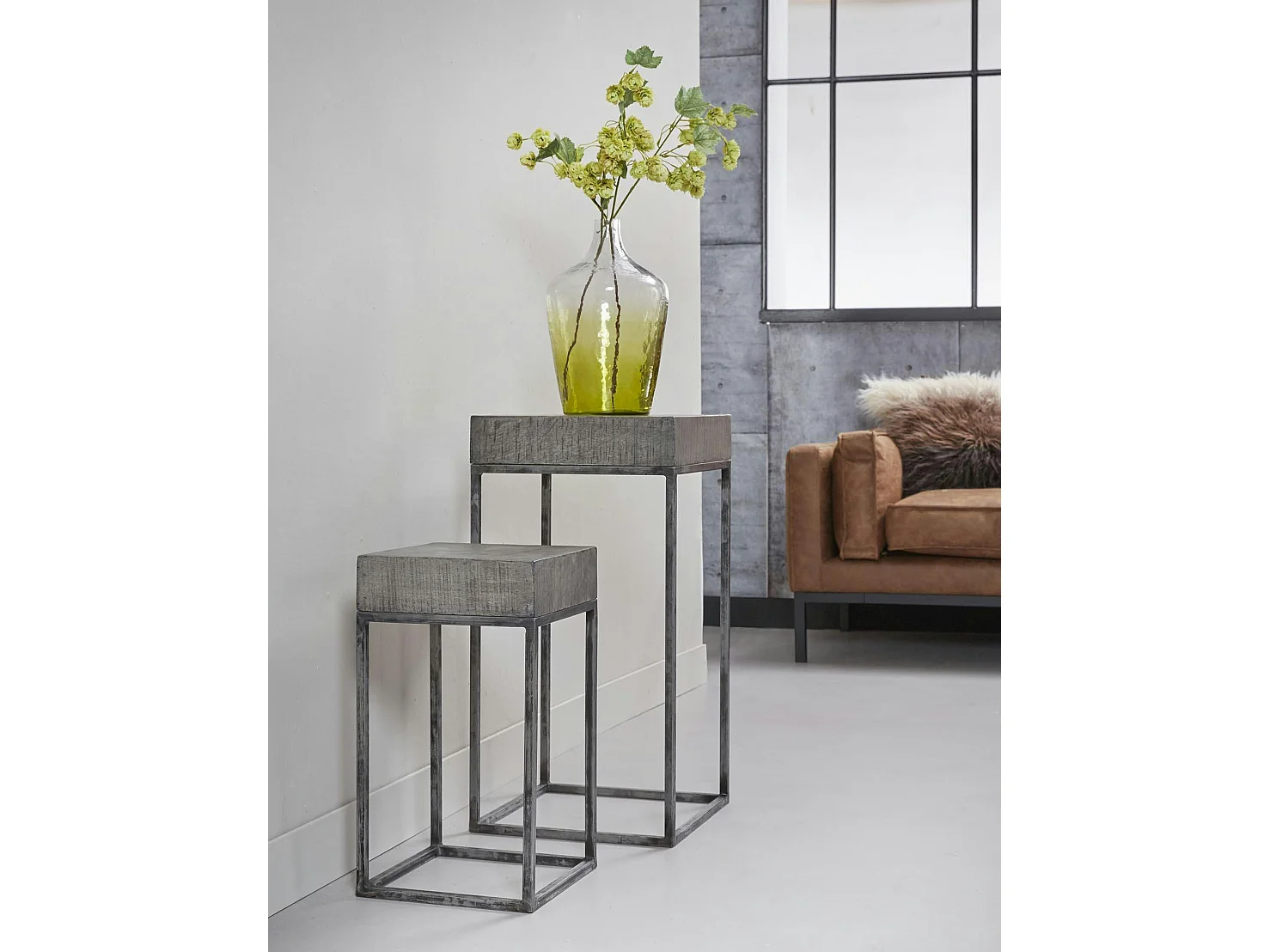 Sellette bois de manguier gris 70 cm LUCKNOW