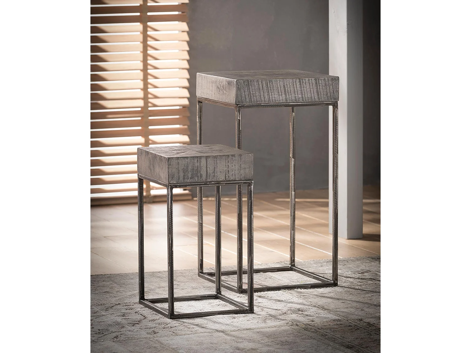 Sellette bois de manguier gris 70 cm LUCKNOW