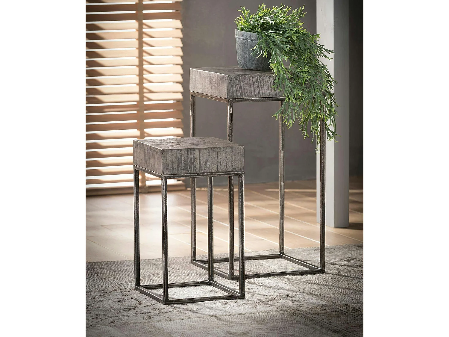 Sellette bois de manguier gris 70 cm LUCKNOW