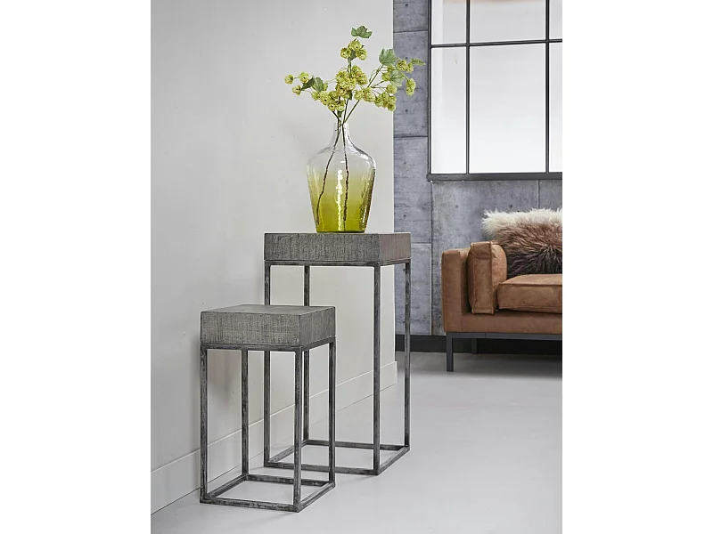 Sellette bois de manguier gris 70 cm LUCKNOW