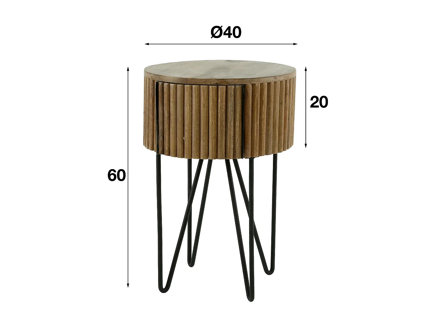 Bout de canapé rond strié DELHI