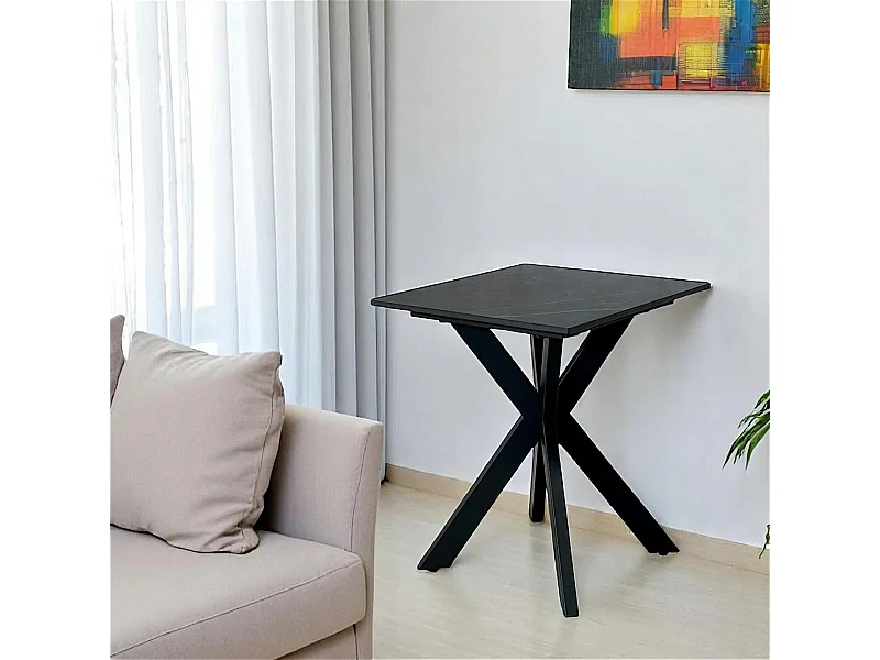 Bout de canapé design en céramique noire marbrée OTTAWA