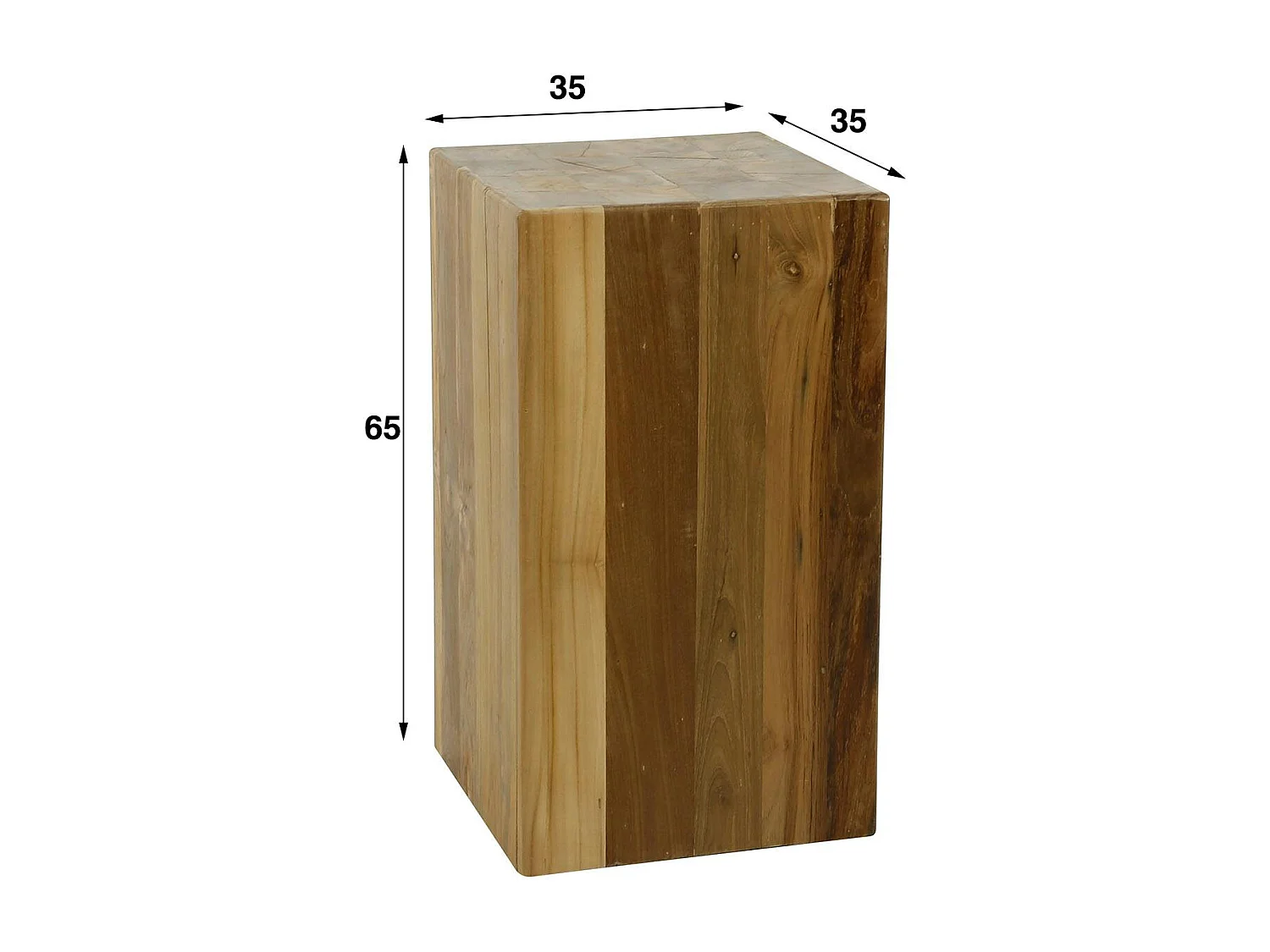 Sellette en bois de teck recyclé forme carrée 65 cm