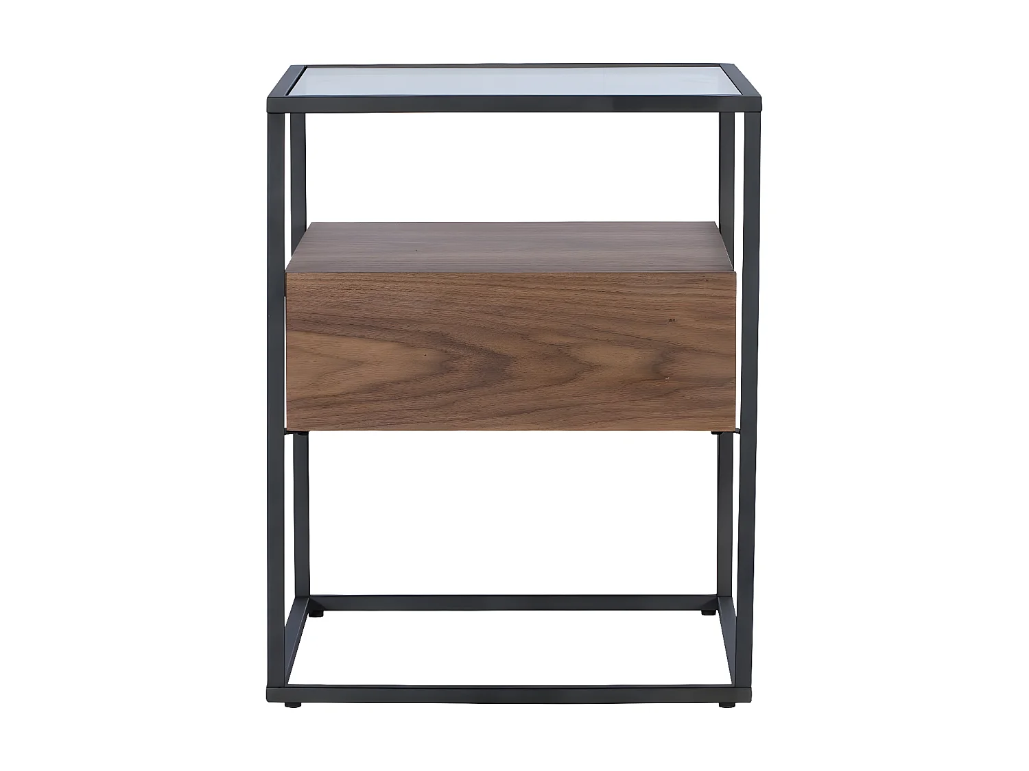 Bout de canapé bois de noyer verre TORONTO