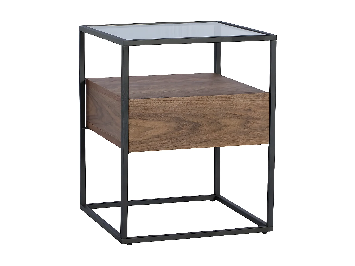 Bout de canapé bois de noyer verre TORONTO