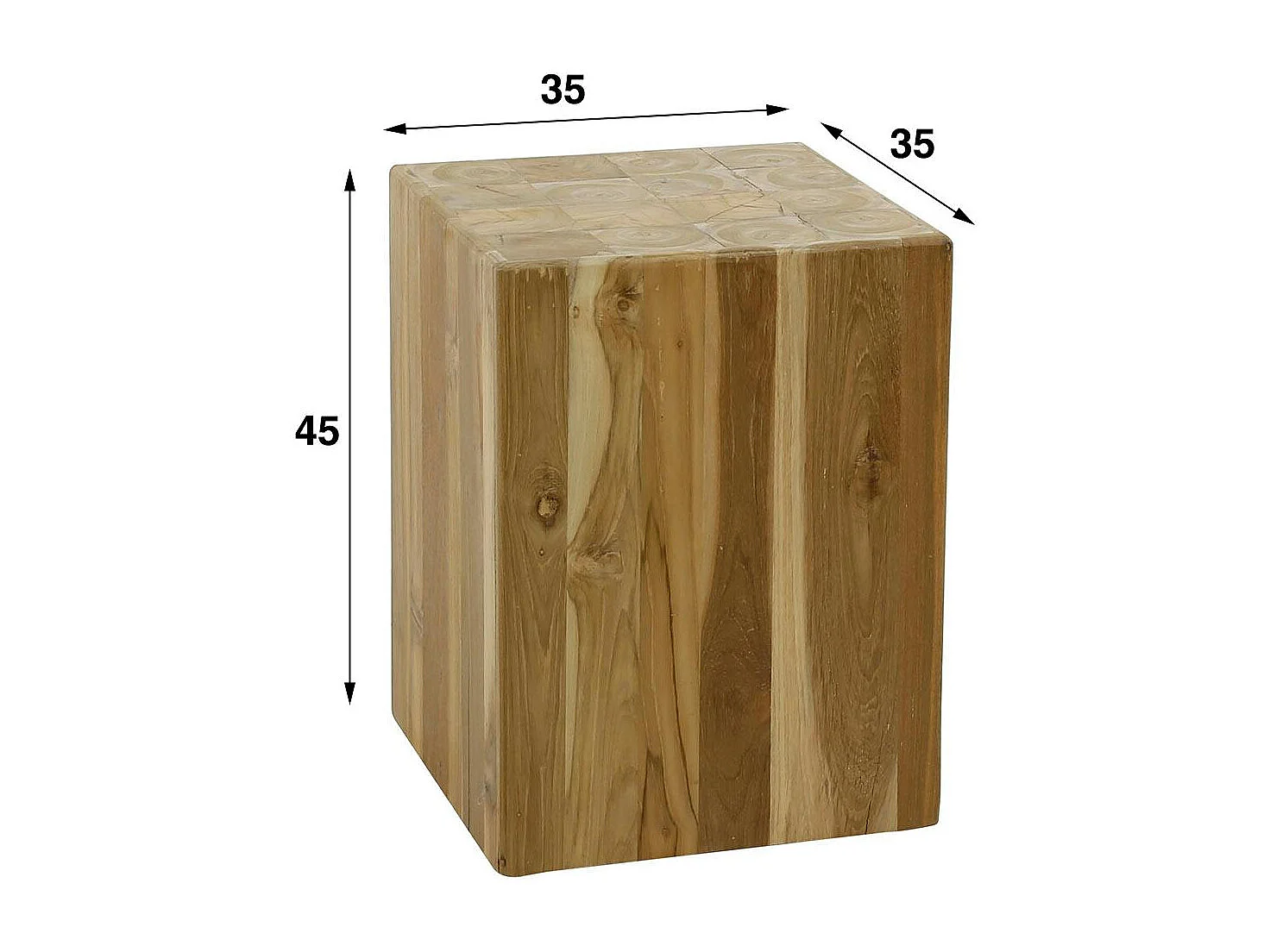 Sellette en bois de teck recyclé forme carrée 45 cm