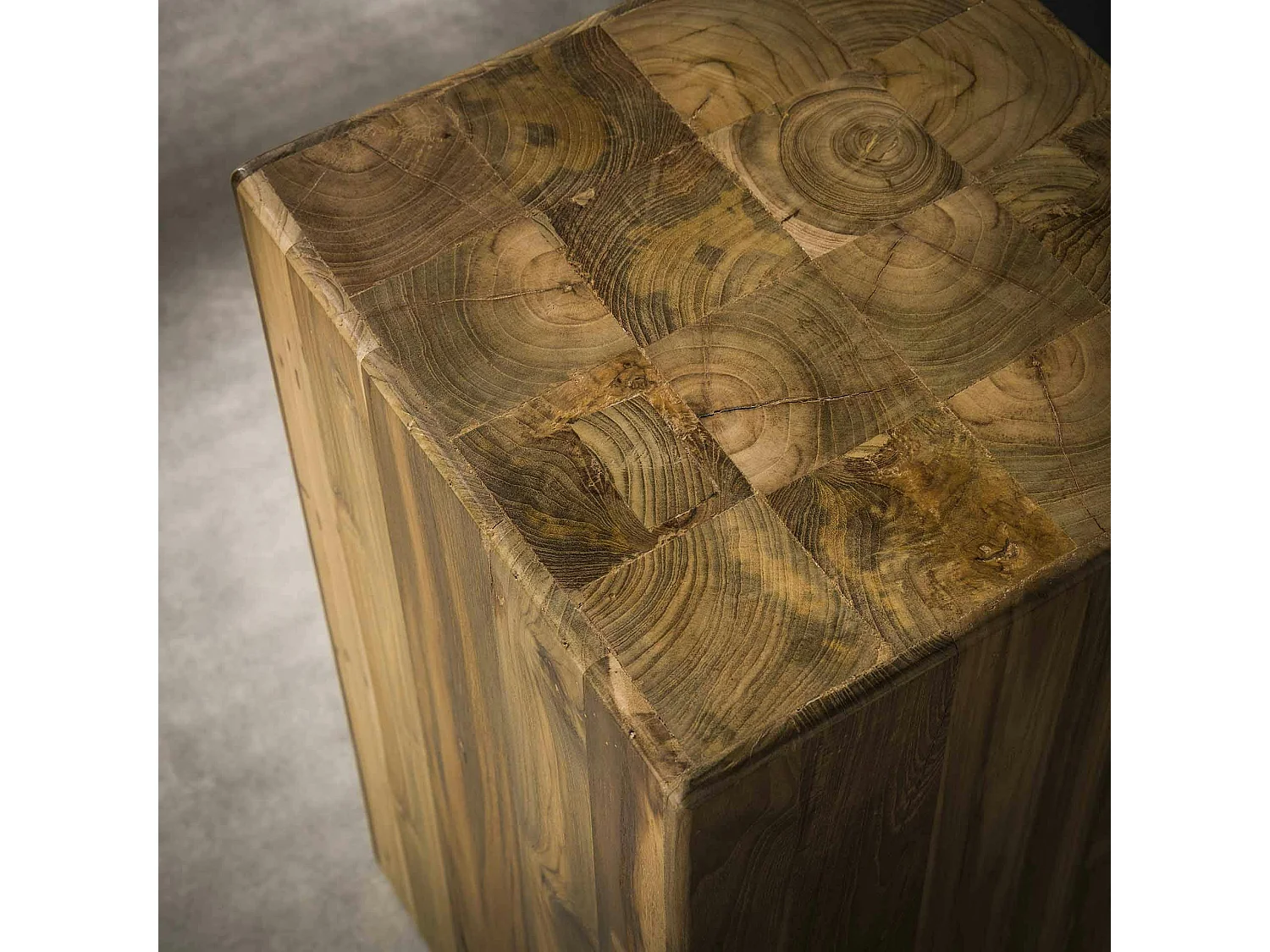 Sellette en bois de teck recyclé forme carrée 45 cm