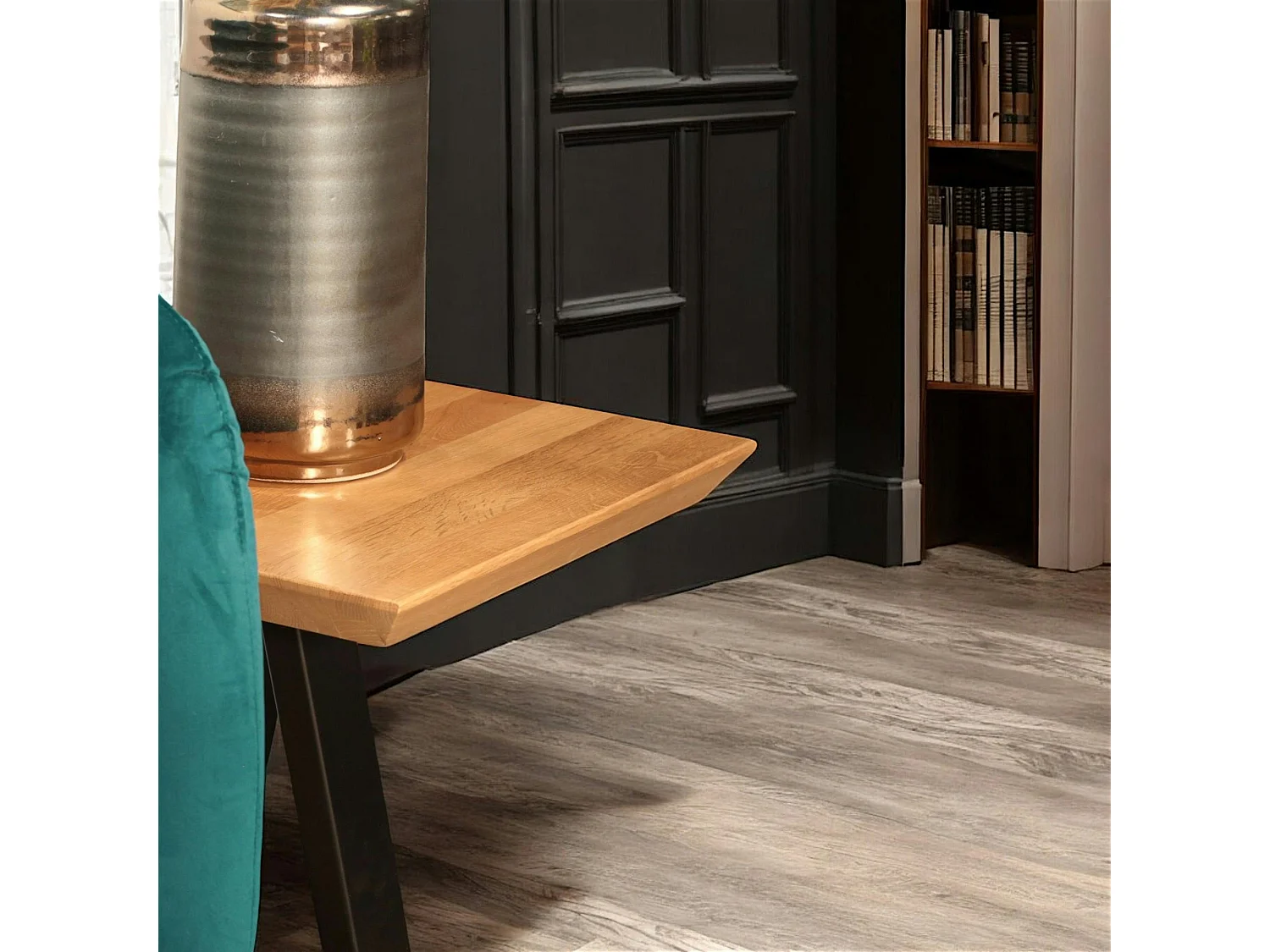 Bout de canapé moderne bois pied en croix VOLGA