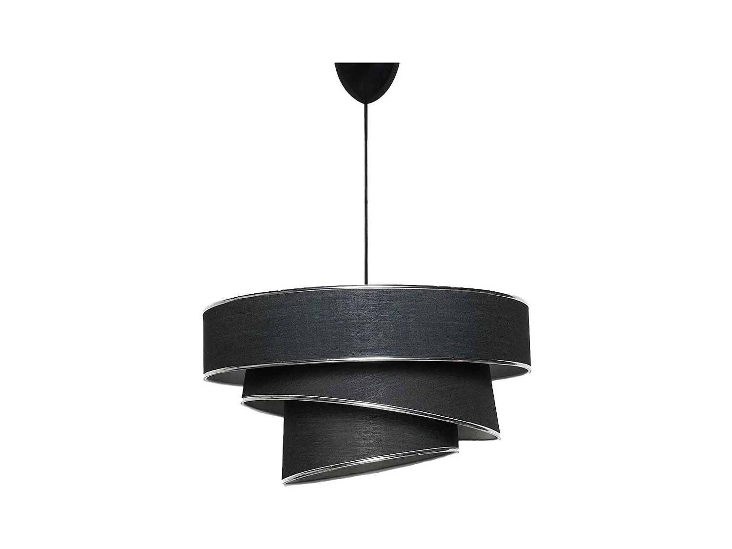 Suspension en tissu et métal à hauteur ajustable  - D. 40 x H. 30-70 cm  - Noir et argenté- TAIRON