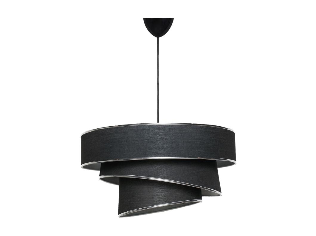 Hanglamp van stof en metaal met aanpasbare hoogte - D40 x H30-70 cm - Zwart en zilverkleurig - TAIRON