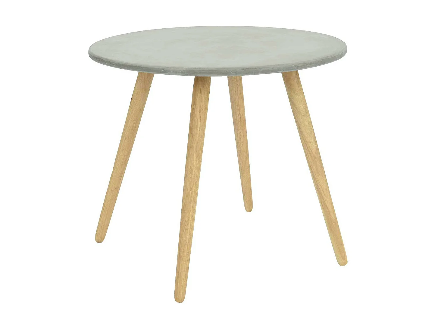 Bout de canapé rond pieds bois et plateau béton D65xH57cm