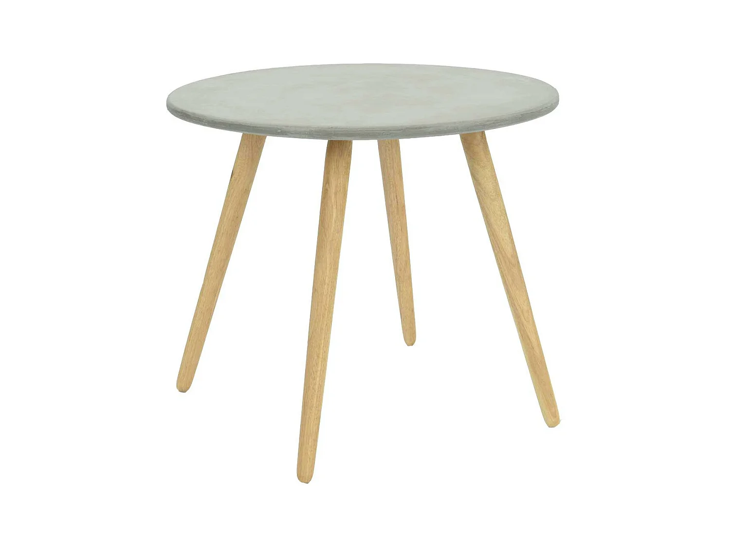 Bout de canapé rond pieds bois et plateau béton D65xH57cm
