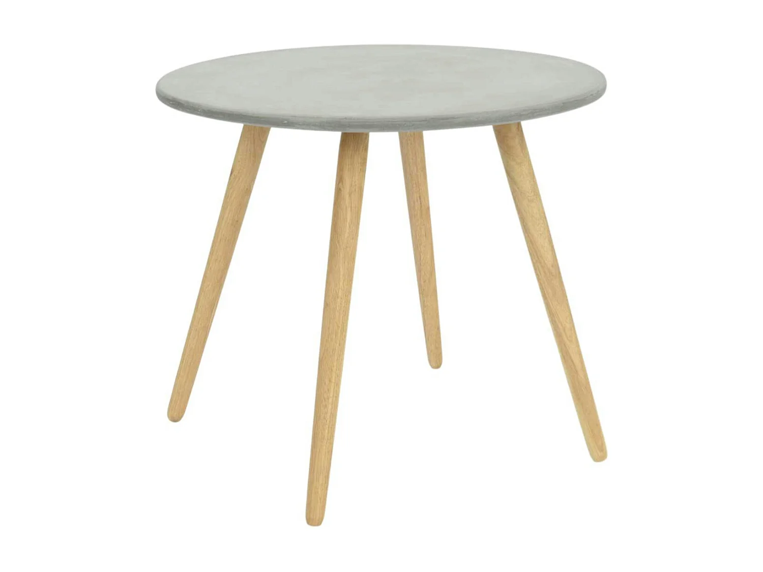 Bout de canapé rond pieds bois et plateau béton D65xH57cm