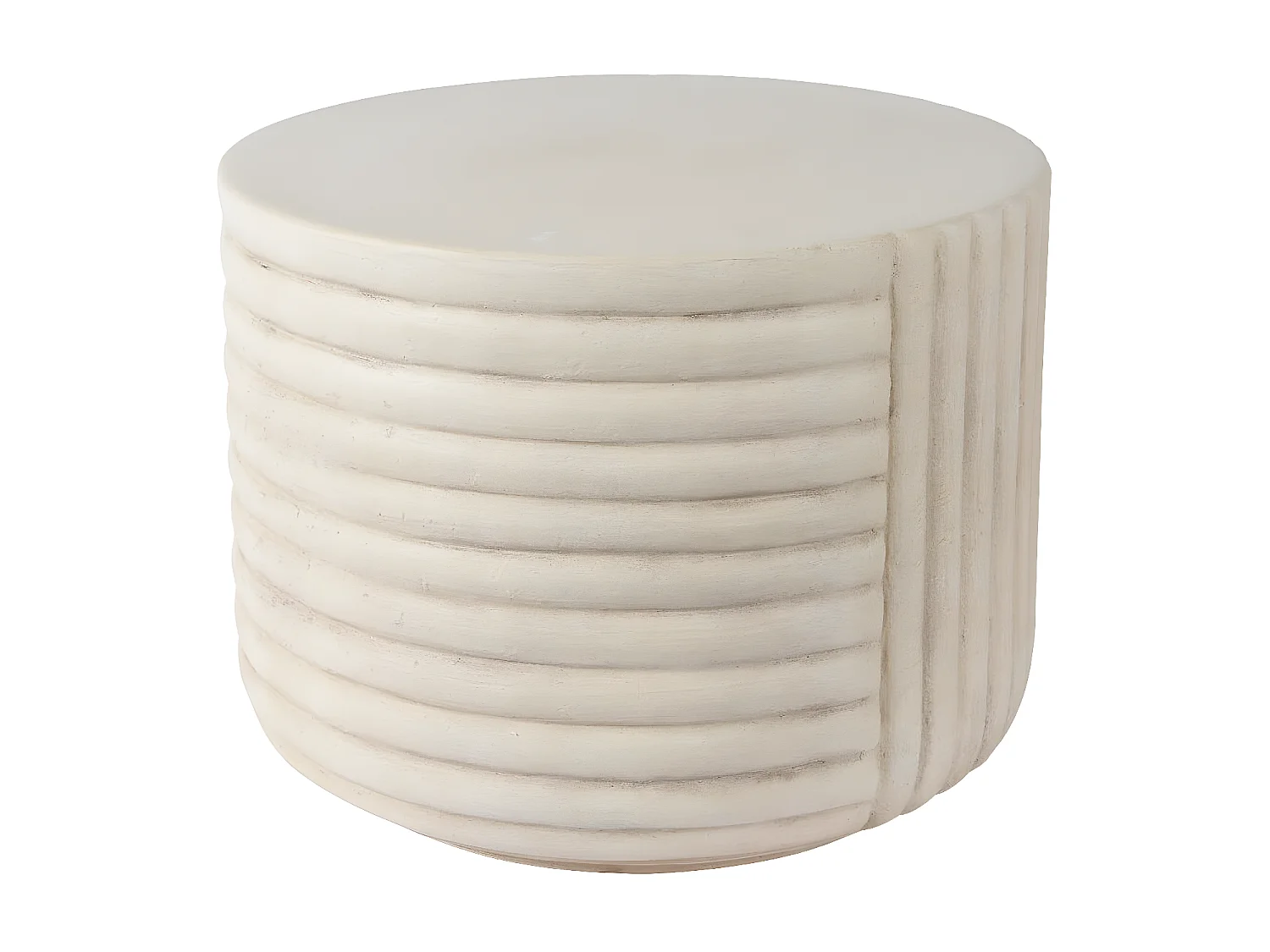 Table d'appoint ronde en résine écrue ligne design NOVA