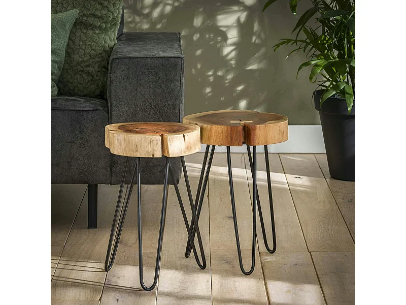 Table d'appoint tronc d'arbre acacia CANADA