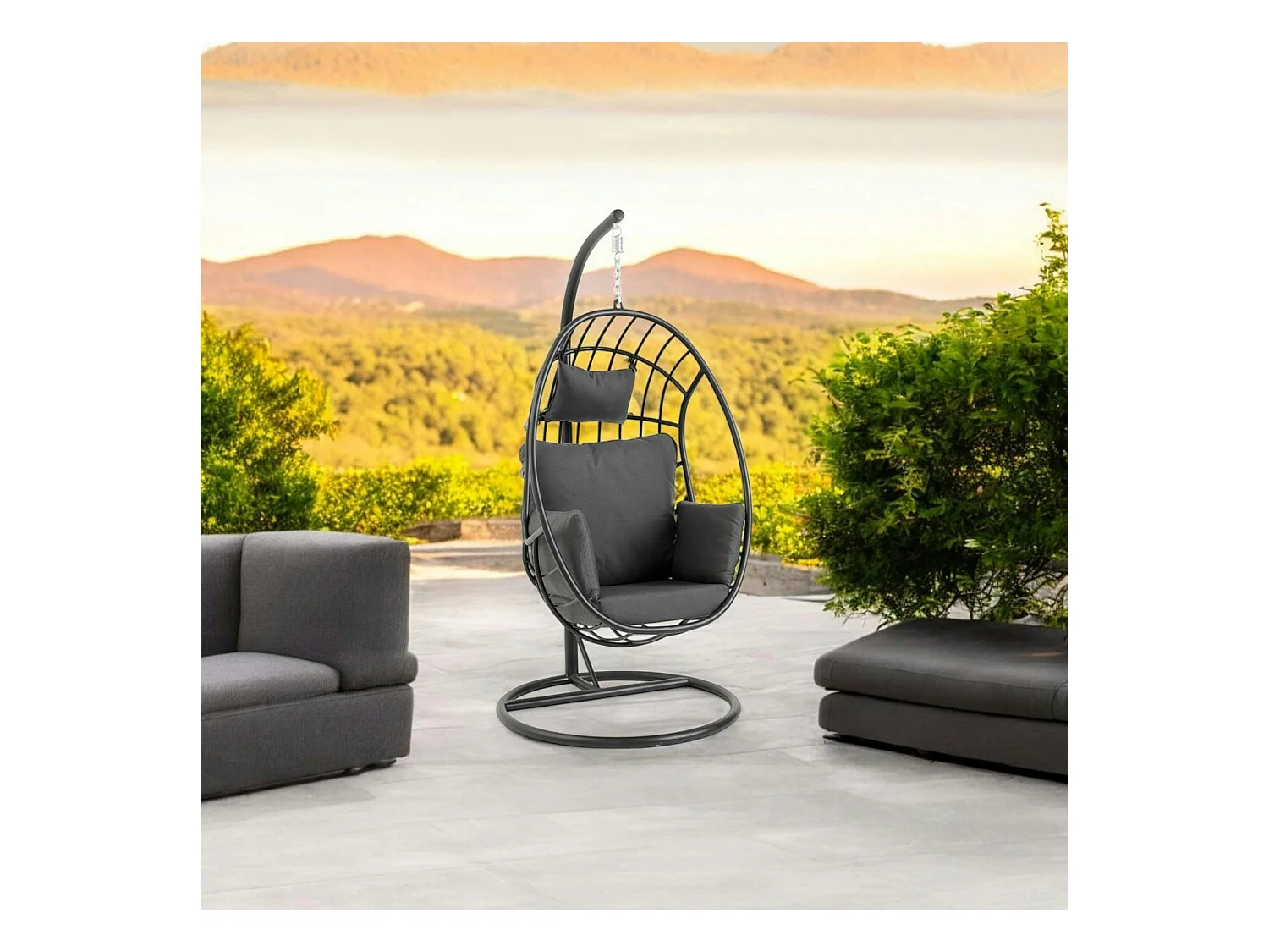 Fauteuil suspendu design en aluminium noir OSLO